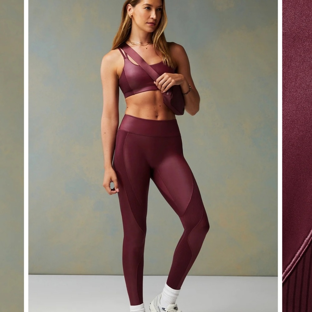 Fabletics Motion365+ Contour High-Waisted Legging in Merlot Shine Size: Medium - Picture 3 of 10